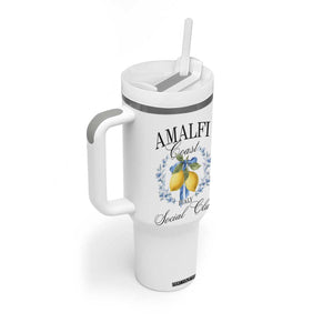 Amalfi Italy Coast Social Club Tumbler With Handle Coquette Bow Lemon Travel TS11 Print Your Wear
