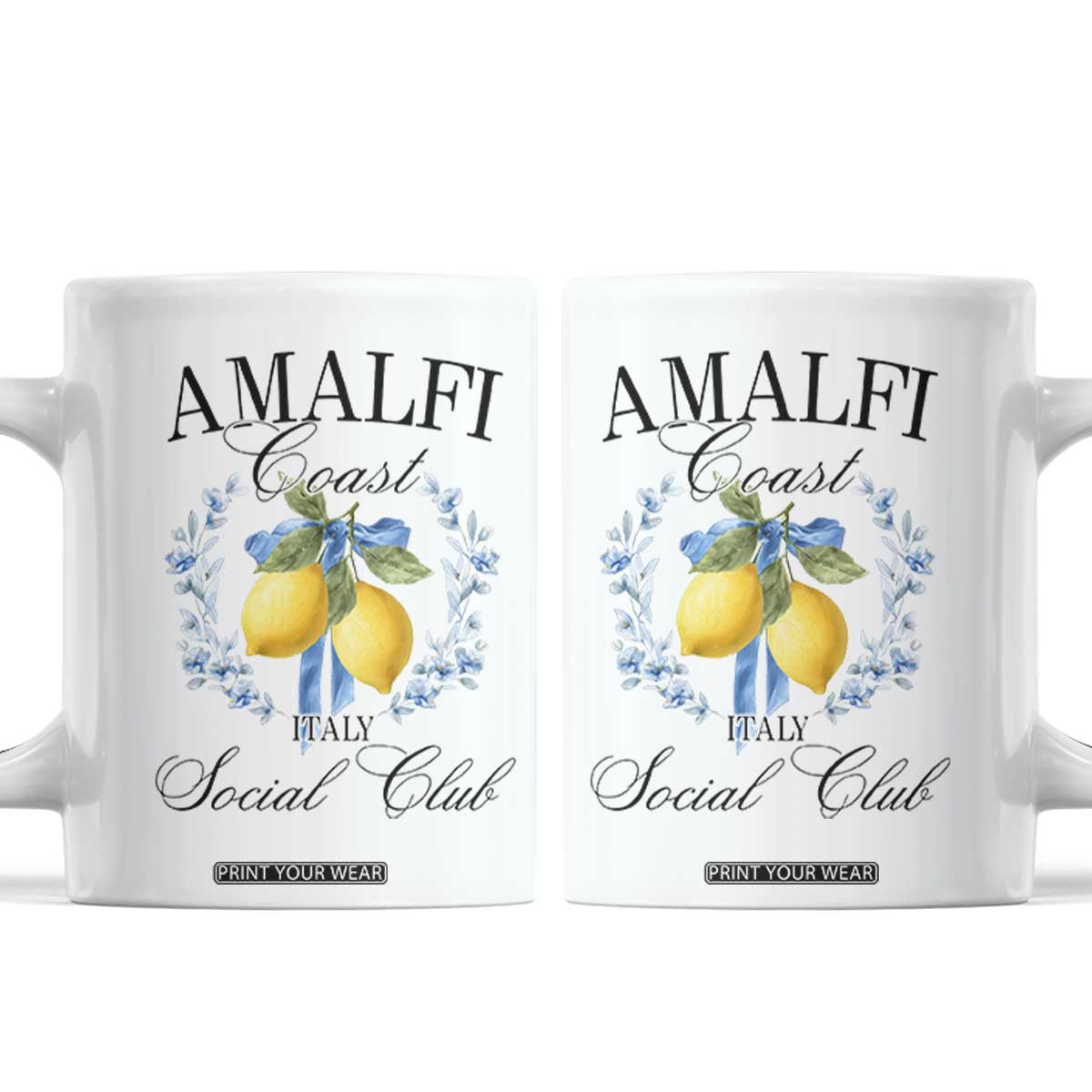 Amalfi Italy Coast Social Club Coffee Mug Coquette Bow Lemon Travel TS11 White Print Your Wear