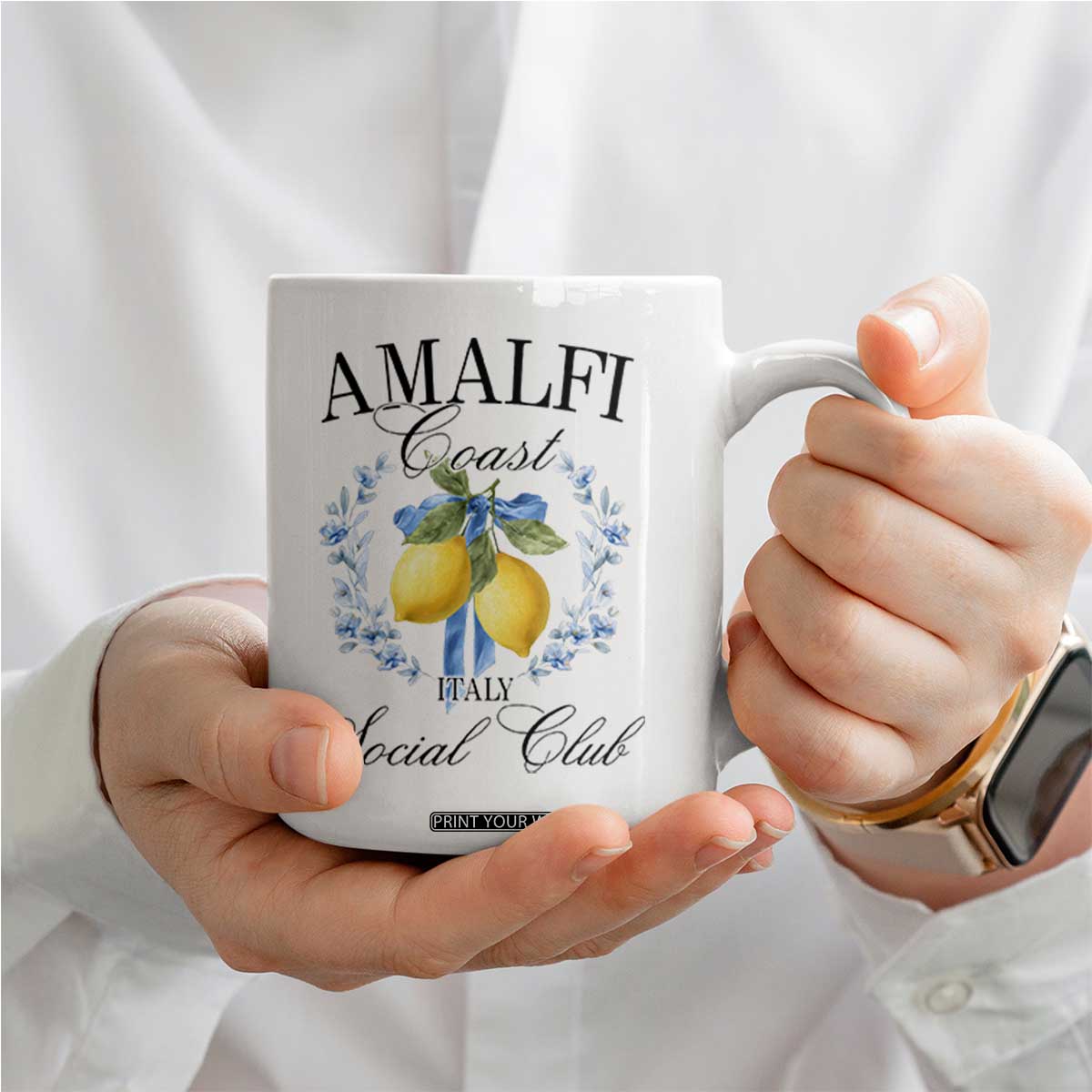 Amalfi Italy Coast Social Club Coffee Mug Coquette Bow Lemon Travel TS11 Print Your Wear