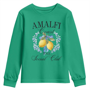 Amalfi Italy Coast Social Club Youth Sweatshirt Coquette Bow Lemon Travel TS11 Irish Green Print Your Wear