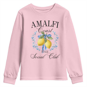 Amalfi Italy Coast Social Club Youth Sweatshirt Coquette Bow Lemon Travel TS11 Light Pink Print Your Wear