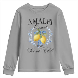 Amalfi Italy Coast Social Club Youth Sweatshirt Coquette Bow Lemon Travel TS11 Sport Gray Print Your Wear