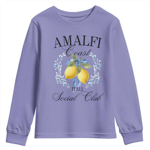 Amalfi Italy Coast Social Club Youth Sweatshirt Coquette Bow Lemon Travel TS11 Violet Print Your Wear