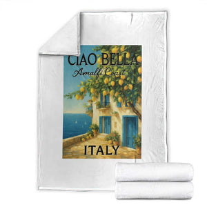 Italian Summer Amalfi Coast Throw Blanket Ciao Bella Italy Lemon TS11 White Print Your Wear