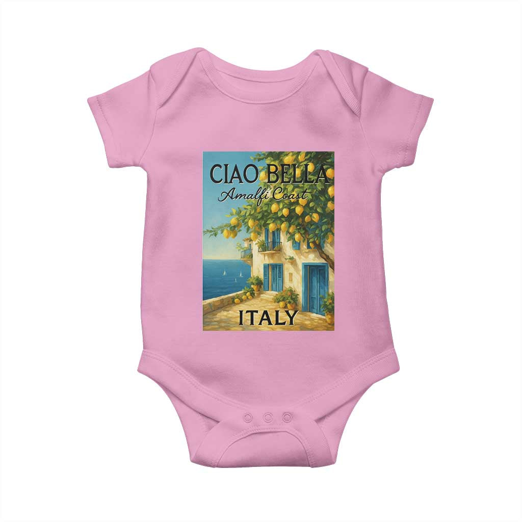 Italian Summer Amalfi Coast Baby Onesie Ciao Bella Italy Lemon TS11 Light Pink Print Your Wear