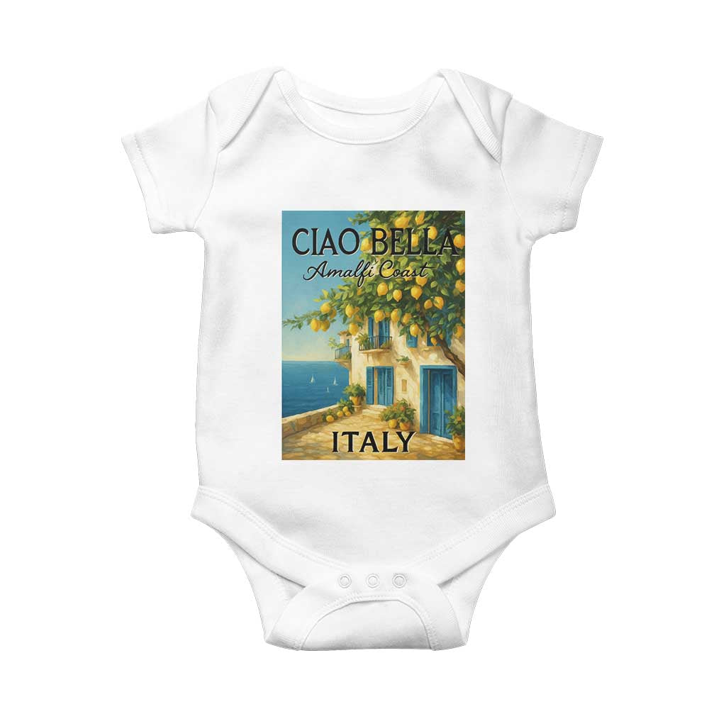 Italian Summer Amalfi Coast Baby Onesie Ciao Bella Italy Lemon TS11 White Print Your Wear