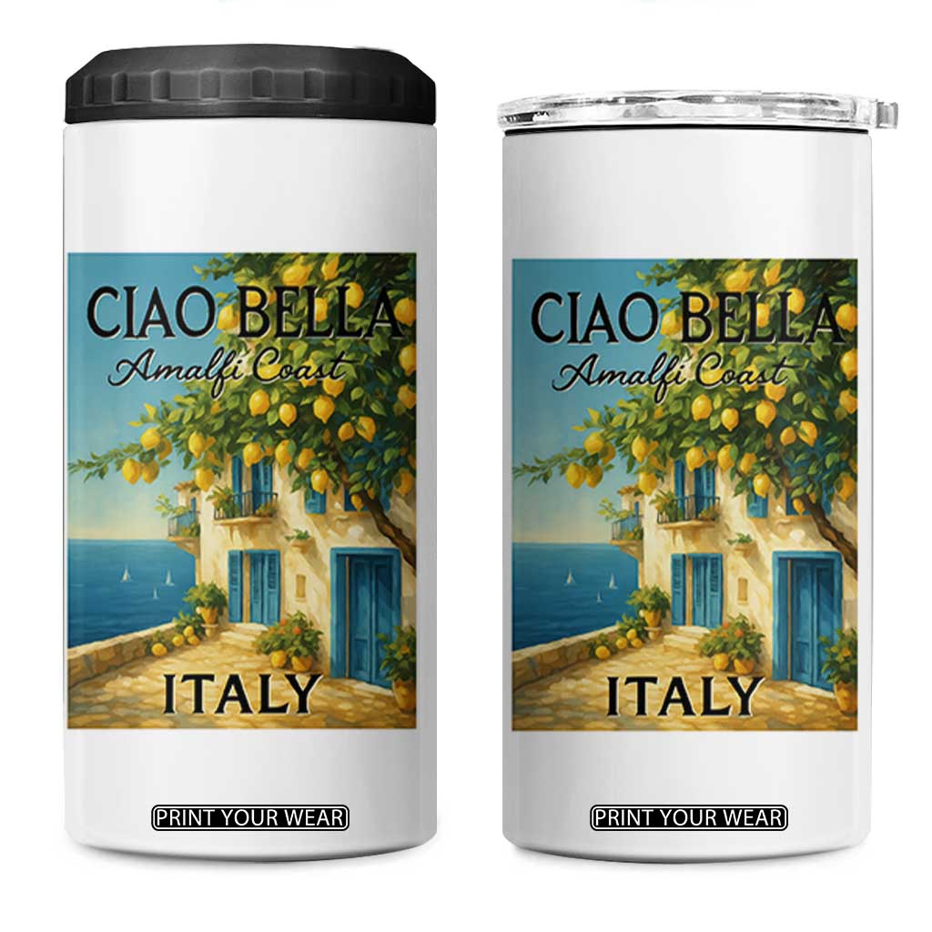 Italian Summer Amalfi Coast 4 in 1 Can Cooler Tumbler Ciao Bella Italy Lemon TS11 One Size: 16 oz White Print Your Wear