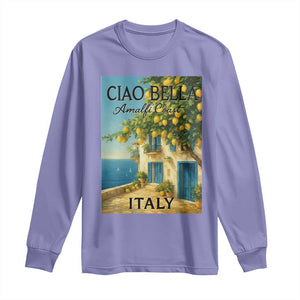 Italian Summer Amalfi Coast Long Sleeve Shirt Ciao Bella Italy Lemon TS11 Violet Print Your Wear