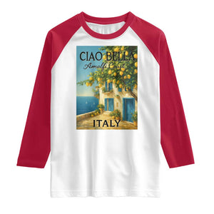 Italian Summer Amalfi Coast Raglan Shirt Ciao Bella Italy Lemon TS11 White Red Print Your Wear