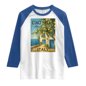 Italian Summer Amalfi Coast Raglan Shirt Ciao Bella Italy Lemon TS11 White Royal Print Your Wear