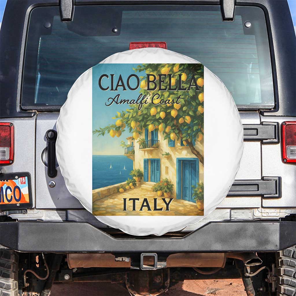 Italian Summer Amalfi Coast Spare Tire Cover Ciao Bella Italy Lemon TS11 No hole White Print Your Wear