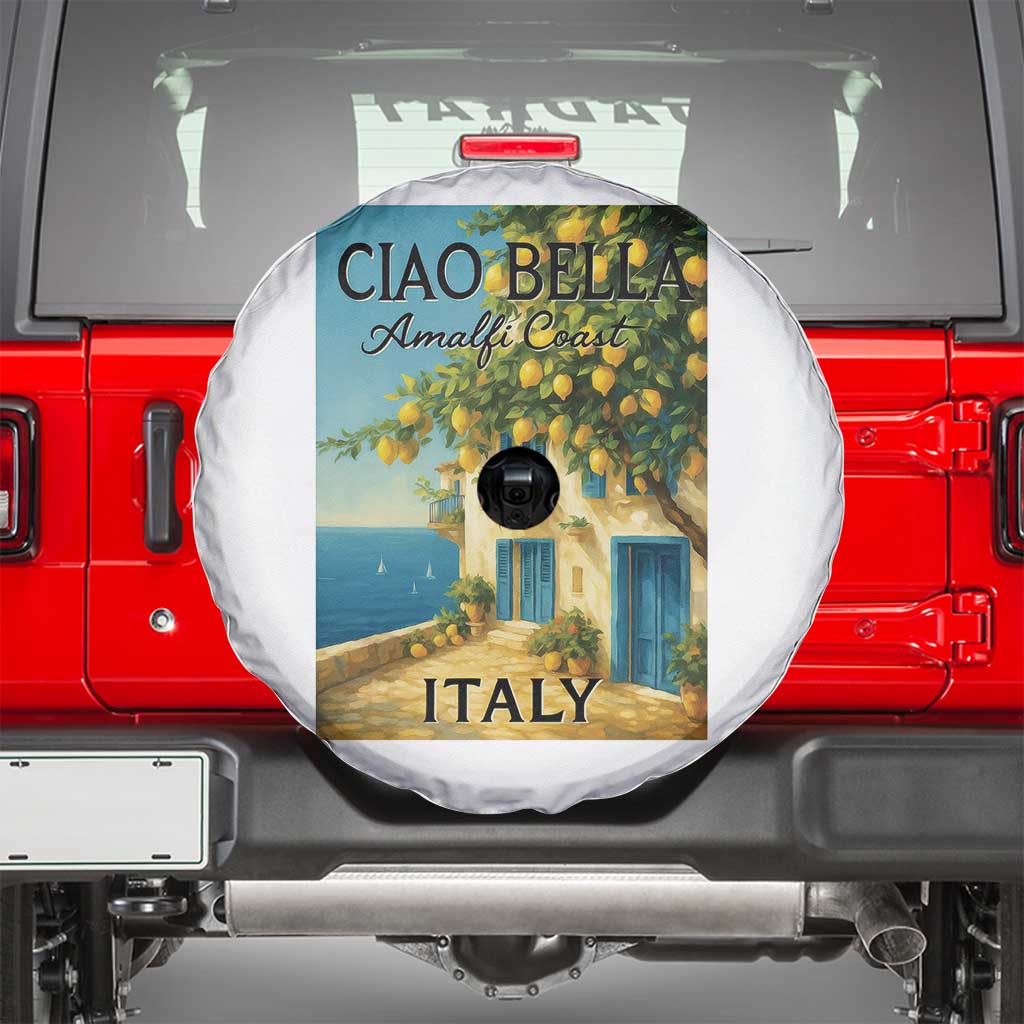 Italian Summer Amalfi Coast Spare Tire Cover Ciao Bella Italy Lemon TS11 White Print Your Wear