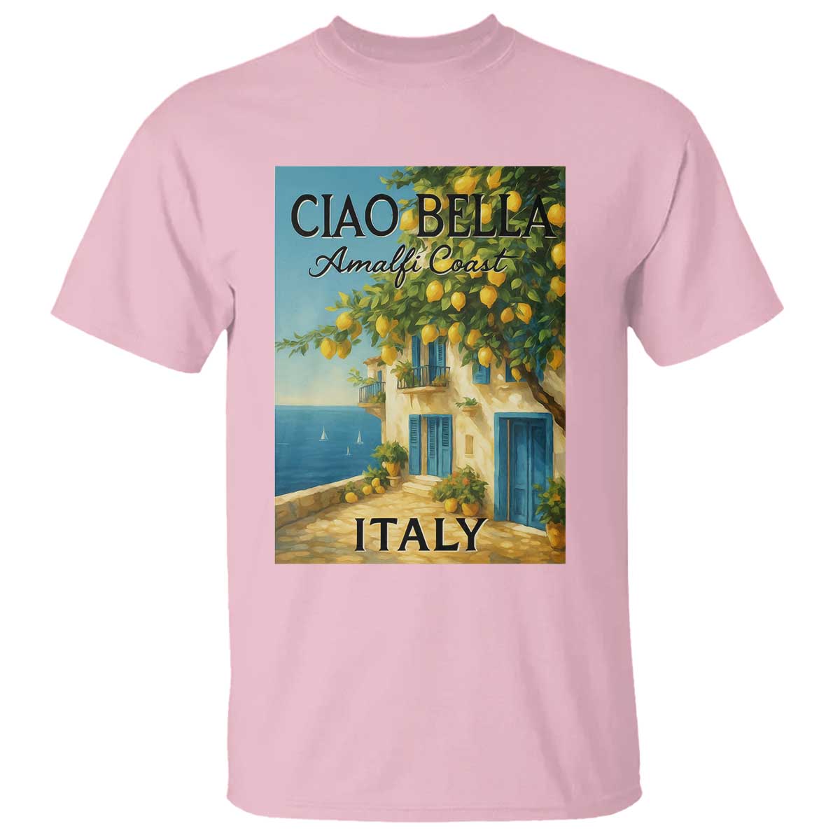 Italian Summer Amalfi Coast T Shirt Ciao Bella Italy Lemon TS11 Light Pink Print Your Wear