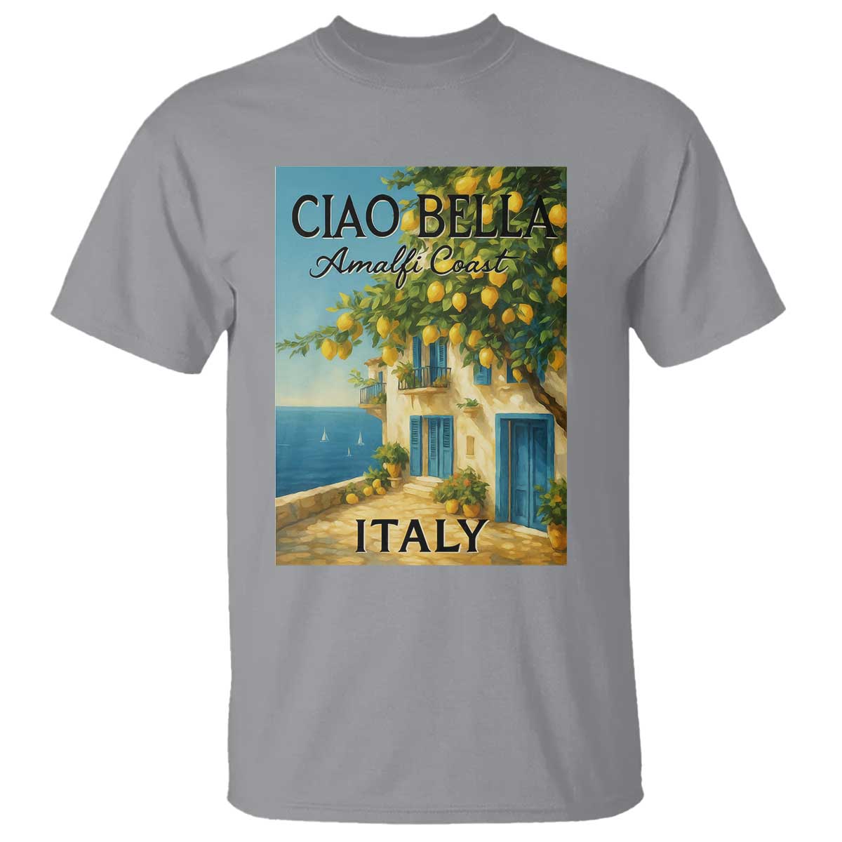 Italian Summer Amalfi Coast T Shirt Ciao Bella Italy Lemon TS11 Sport Gray Print Your Wear