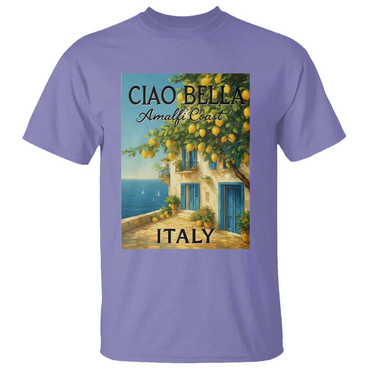 Italian Summer Amalfi Coast T Shirt Ciao Bella Italy Lemon TS11 Violet Print Your Wear