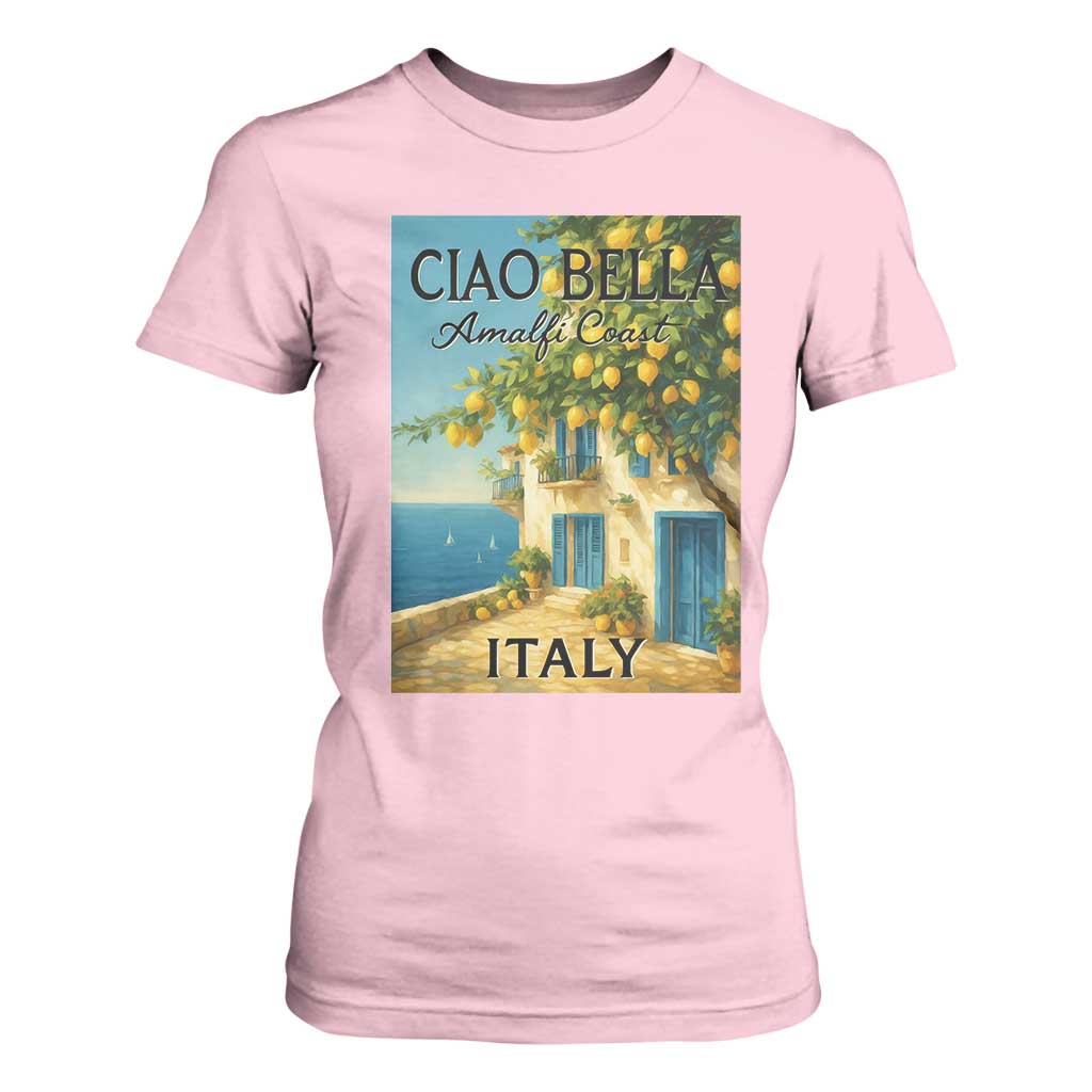 Italian Summer Amalfi Coast T Shirt For Women Ciao Bella Italy Lemon TS11 Light Pink Print Your Wear