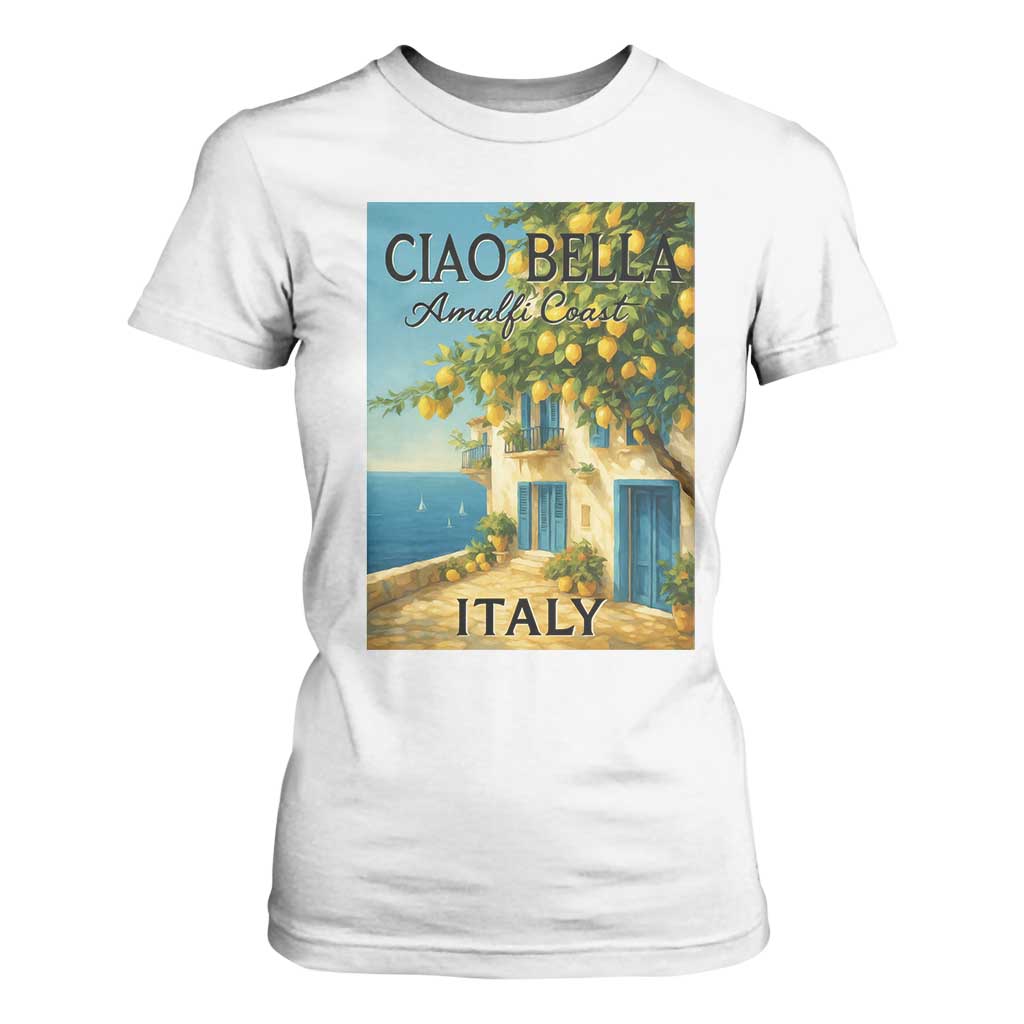Italian Summer Amalfi Coast T Shirt For Women Ciao Bella Italy Lemon TS11 White Print Your Wear