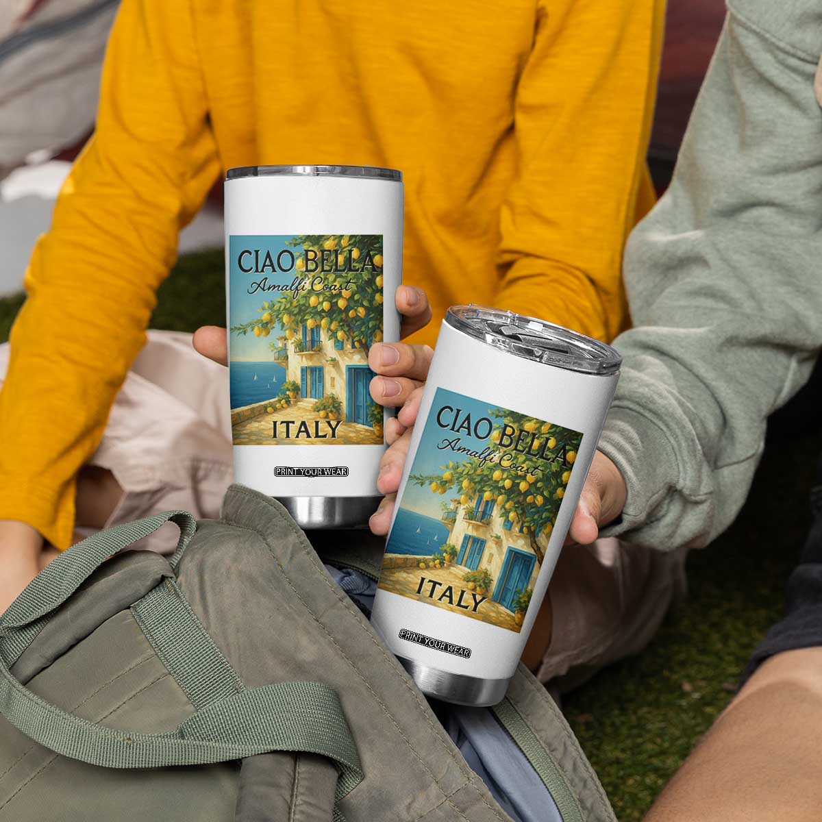 Italian Summer Amalfi Coast Tumbler Cup Ciao Bella Italy Lemon TS11 Print Your Wear