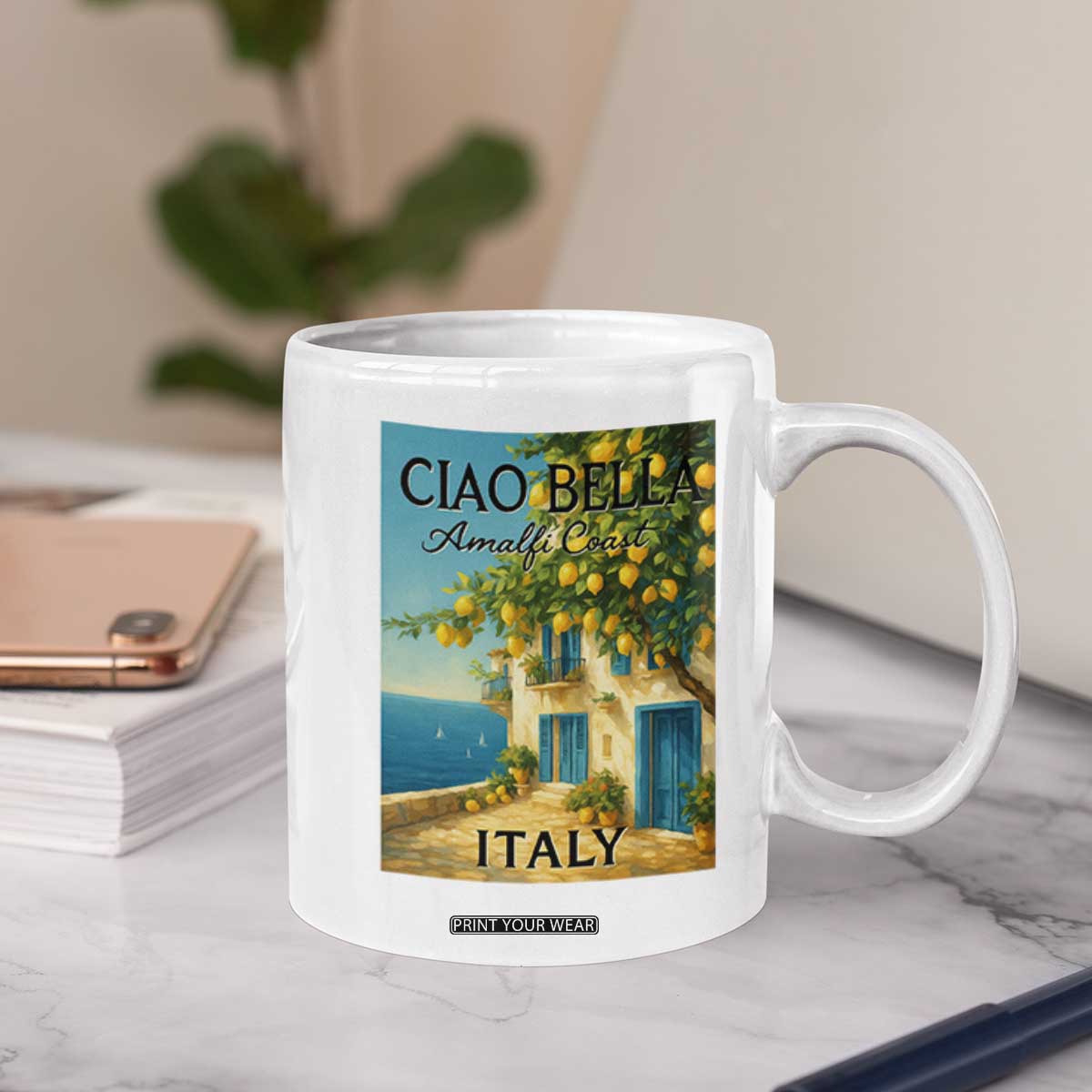 Italian Summer Amalfi Coast Coffee Mug Ciao Bella Italy Lemon TS11 Print Your Wear