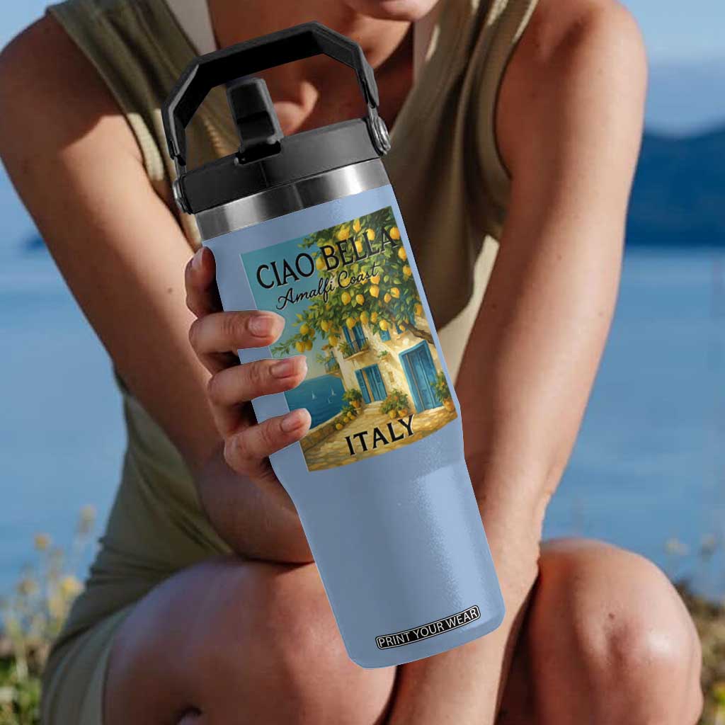 Italian Summer Amalfi Coast Flip Straw Tumbler Ciao Bella Italy Lemon TS11 One Size: 30 oz Light Blue Print Your Wear