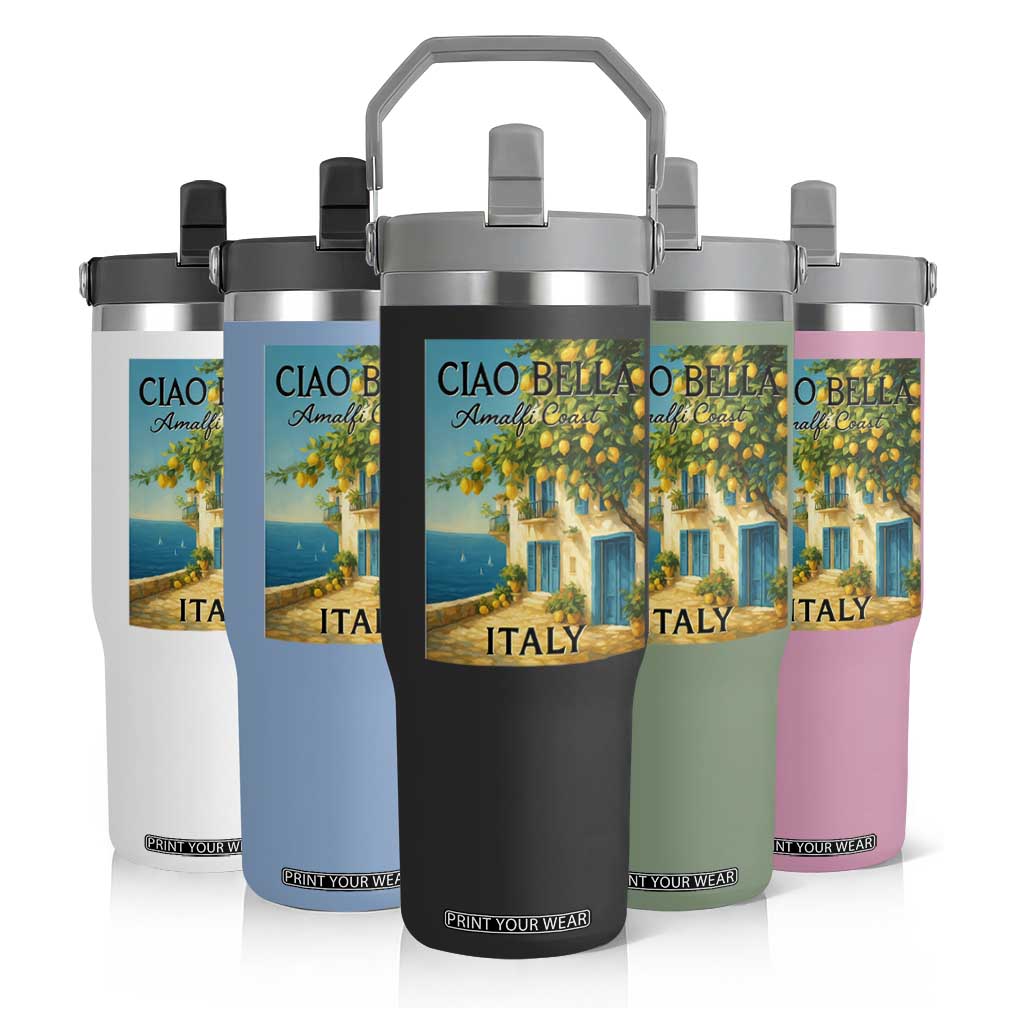 Italian Summer Amalfi Coast Flip Straw Tumbler Ciao Bella Italy Lemon TS11 Print Your Wear