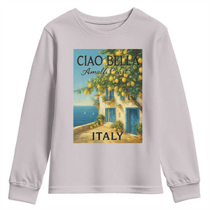Italian Summer Amalfi Coast Youth Sweatshirt Ciao Bella Italy Lemon TS11 Ice Gray Print Your Wear
