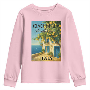 Italian Summer Amalfi Coast Youth Sweatshirt Ciao Bella Italy Lemon TS11 Light Pink Print Your Wear