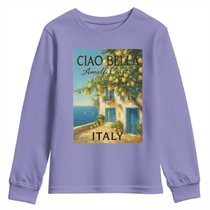 Italian Summer Amalfi Coast Youth Sweatshirt Ciao Bella Italy Lemon TS11 Violet Print Your Wear