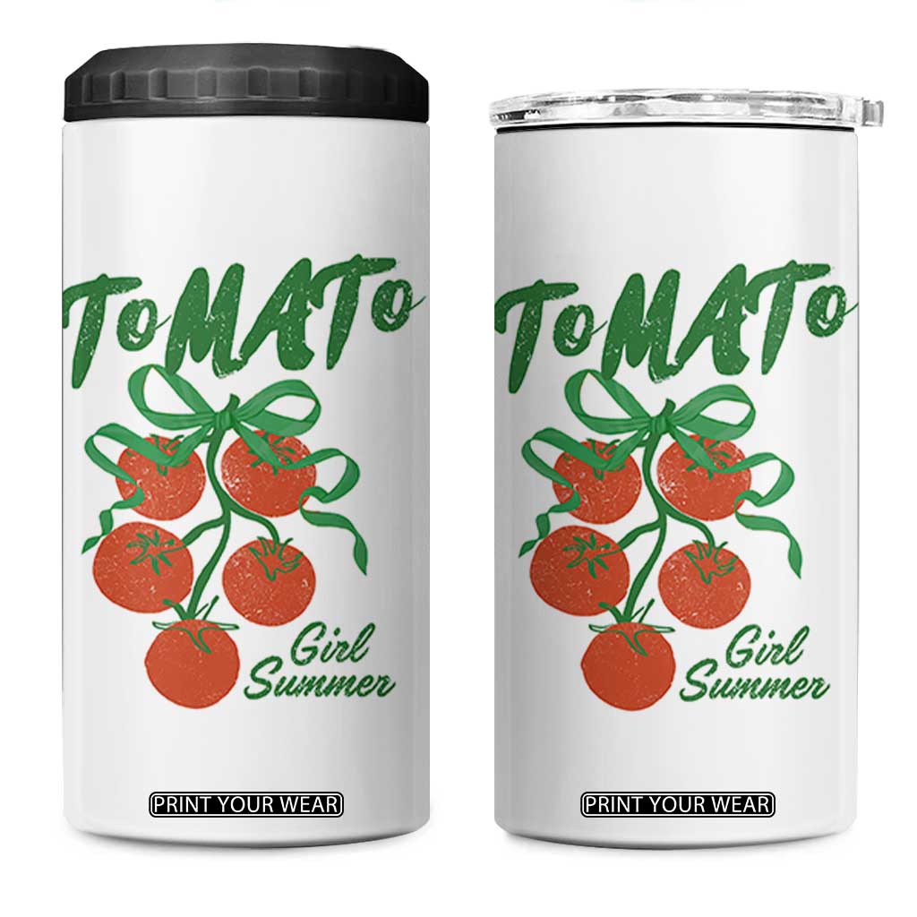Funny Tomato Girl Summer 4 in 1 Can Cooler Tumbler Tomato Fresh Fruit Cottagecore Aesthetic TS11 One Size: 16 oz White Print Your Wear