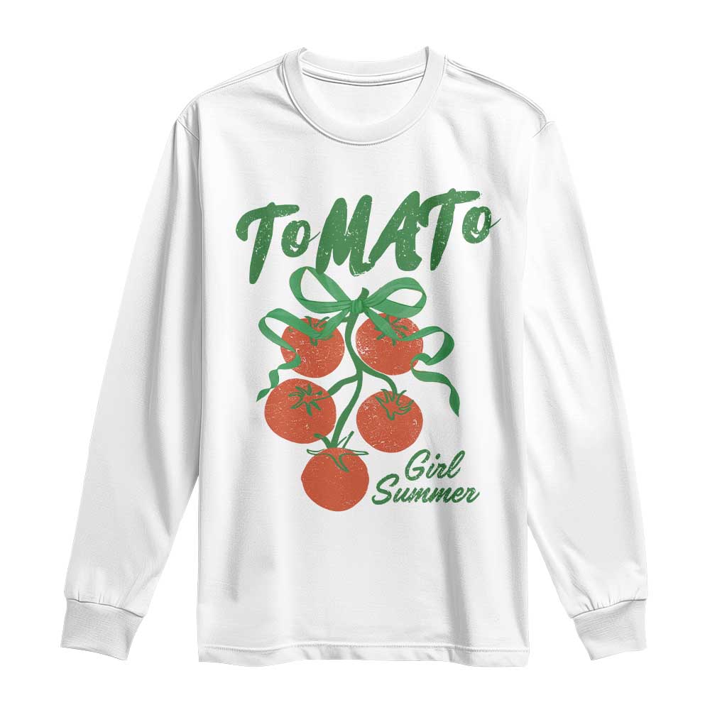 Funny Tomato Girl Summer Long Sleeve Shirt Tomato Fresh Fruit Cottagecore Aesthetic TS11 White Print Your Wear