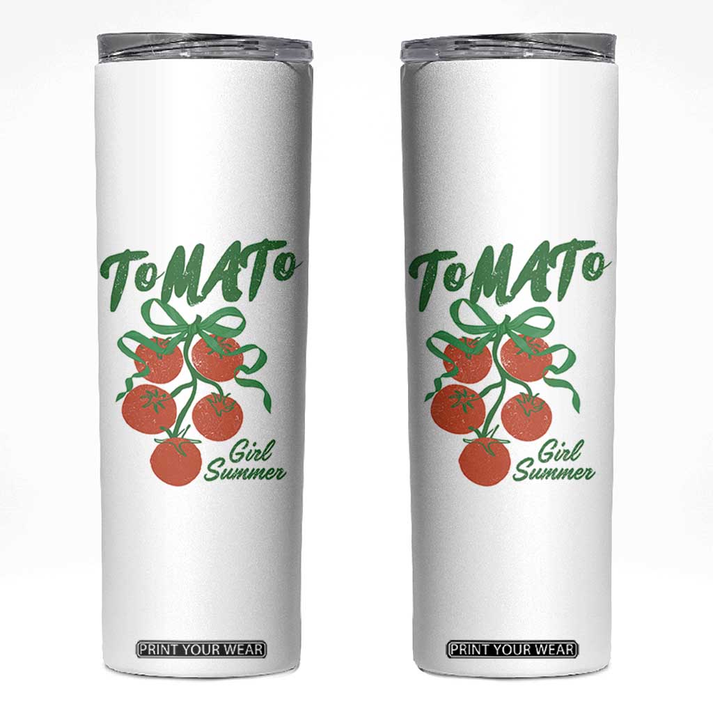 Funny Tomato Girl Summer Skinny Tumbler Tomato Fresh Fruit Cottagecore Aesthetic TS11 White Print Your Wear