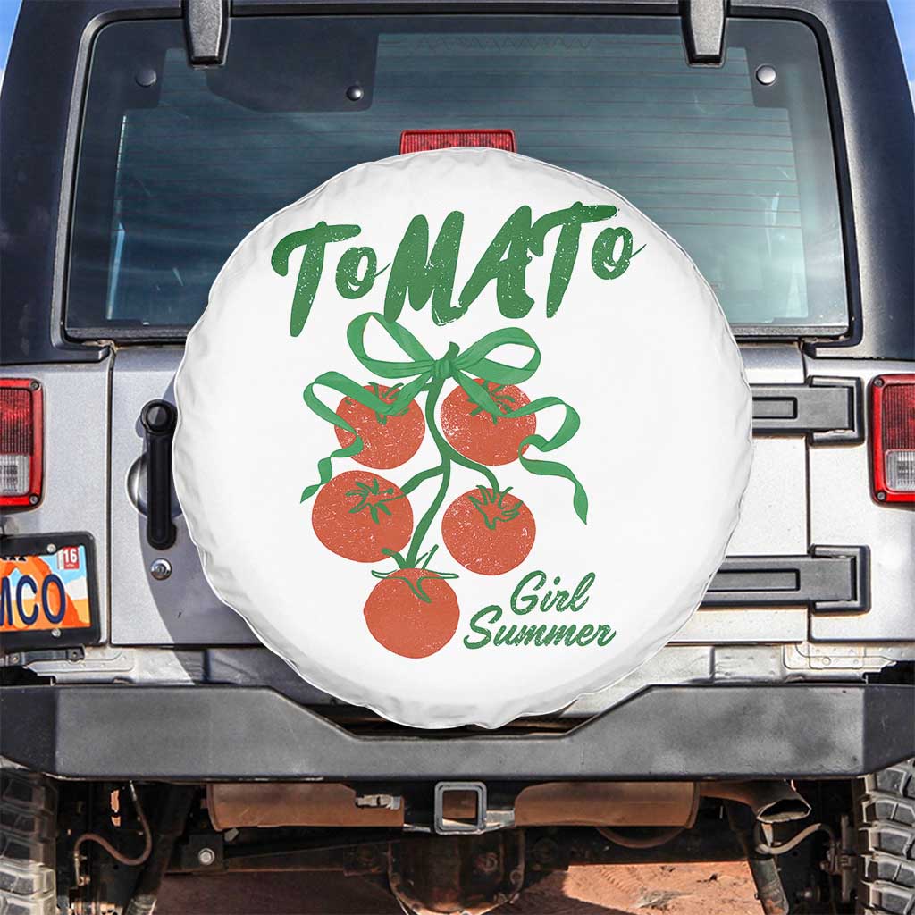 Funny Tomato Girl Summer Spare Tire Cover Tomato Fresh Fruit Cottagecore Aesthetic TS11 No hole White Print Your Wear