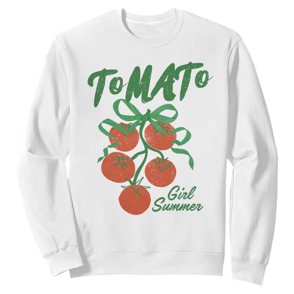 Funny Tomato Girl Summer Sweatshirt Tomato Fresh Fruit Cottagecore Aesthetic TS11 White Print Your Wear