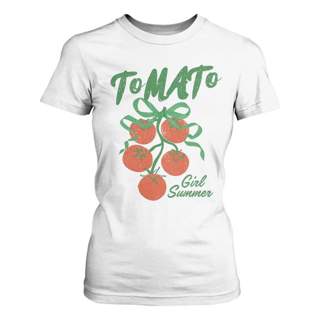 Funny Tomato Girl Summer T Shirt For Women Tomato Fresh Fruit Cottagecore Aesthetic TS11 White Print Your Wear