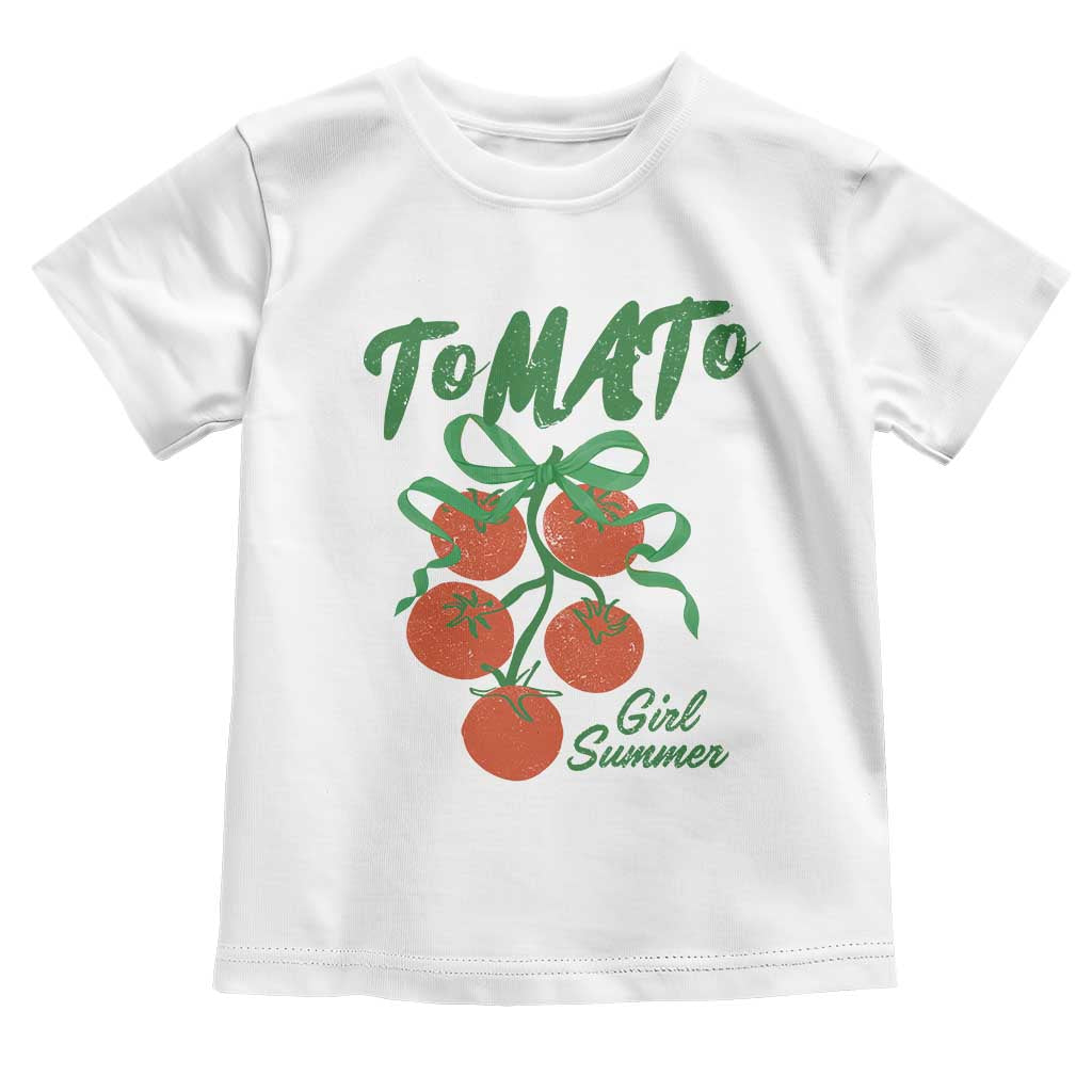 Funny Tomato Girl Summer Toddler T Shirt Tomato Fresh Fruit Cottagecore Aesthetic TS11 White Print Your Wear