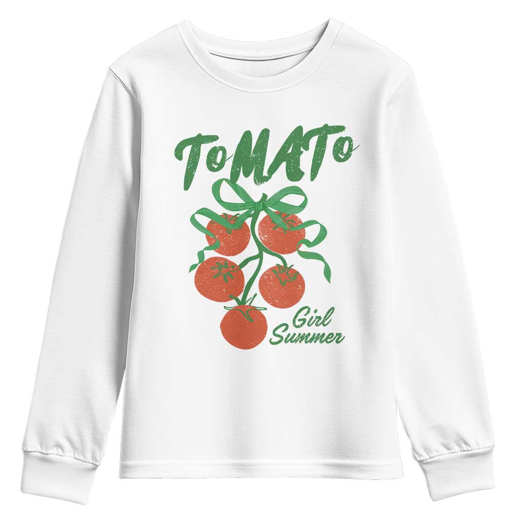 Funny Tomato Girl Summer Youth Sweatshirt Tomato Fresh Fruit Cottagecore Aesthetic TS11 White Print Your Wear