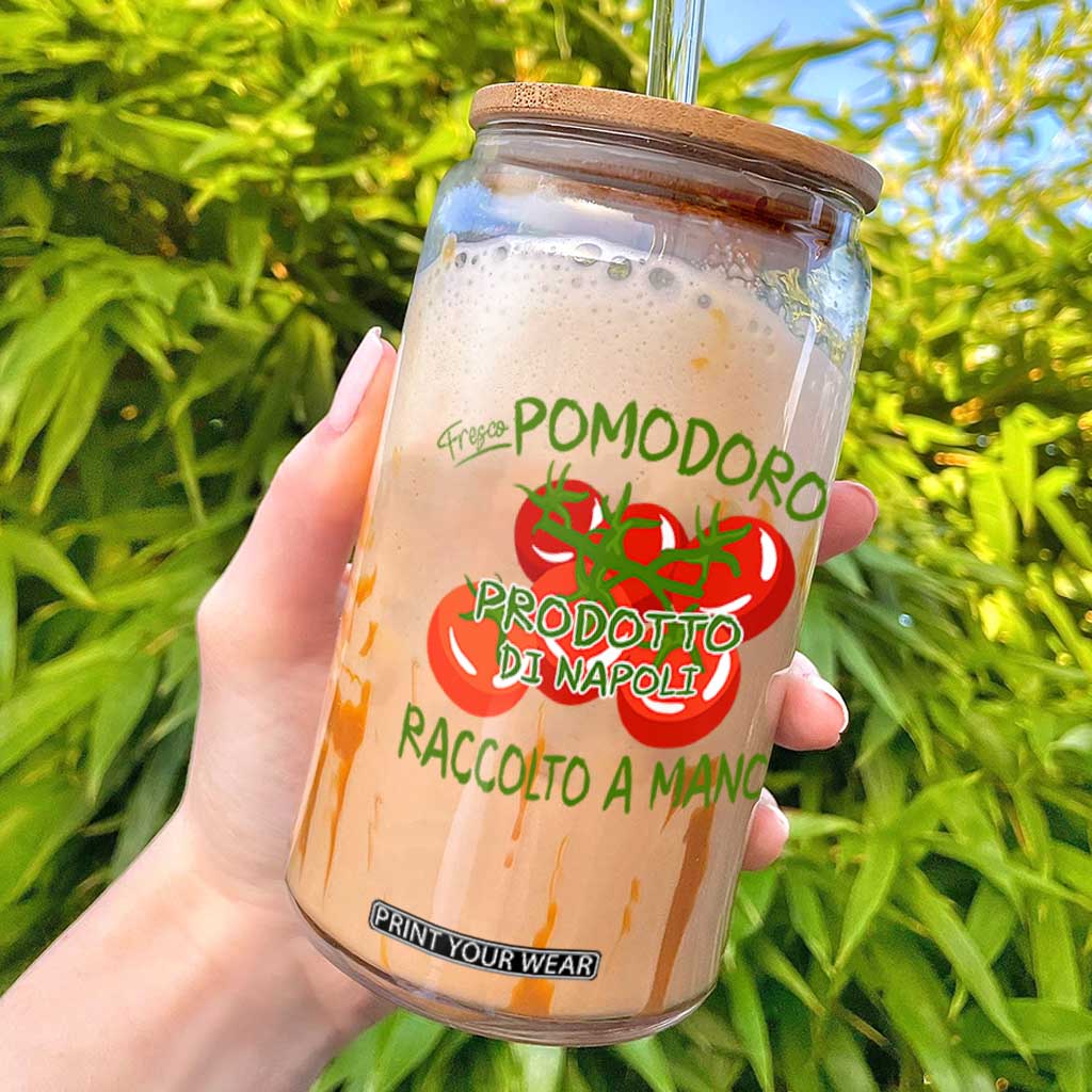 Italian Tomato Glass Can Fresco Pomodoro Prodotto Di Napoli Cottagecore Aesthetic TS11 White Print Your Wear