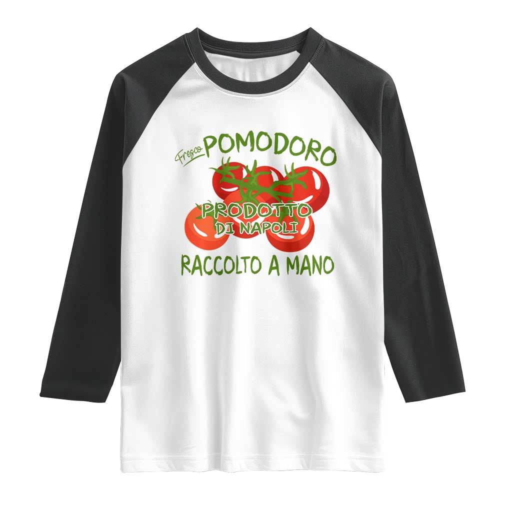Italian Tomato Raglan Shirt Fresco Pomodoro Prodotto Di Napoli Cottagecore Aesthetic TS11 White Black Print Your Wear