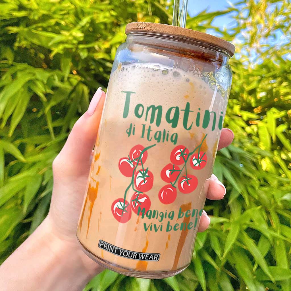 Italian Tomato Glass Can Tomatini Di Italia Vegetable Garden Lover TS11 White Print Your Wear