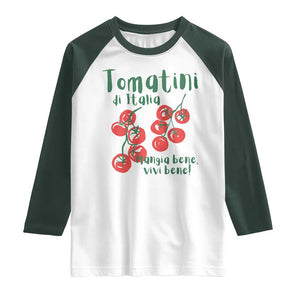 Italian Tomato Raglan Shirt Tomatini Di Italia Vegetable Garden Lover TS11 White Dark Forest Green Print Your Wear