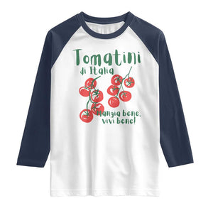 Italian Tomato Raglan Shirt Tomatini Di Italia Vegetable Garden Lover TS11 White Navy Print Your Wear