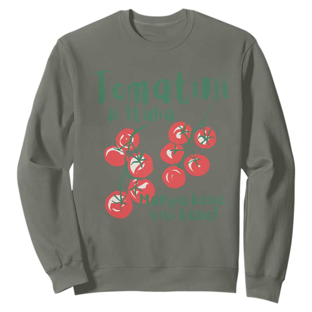Italian Tomato Sweatshirt Tomatini Di Italia Vegetable Garden Lover TS11 Military Green Print Your Wear