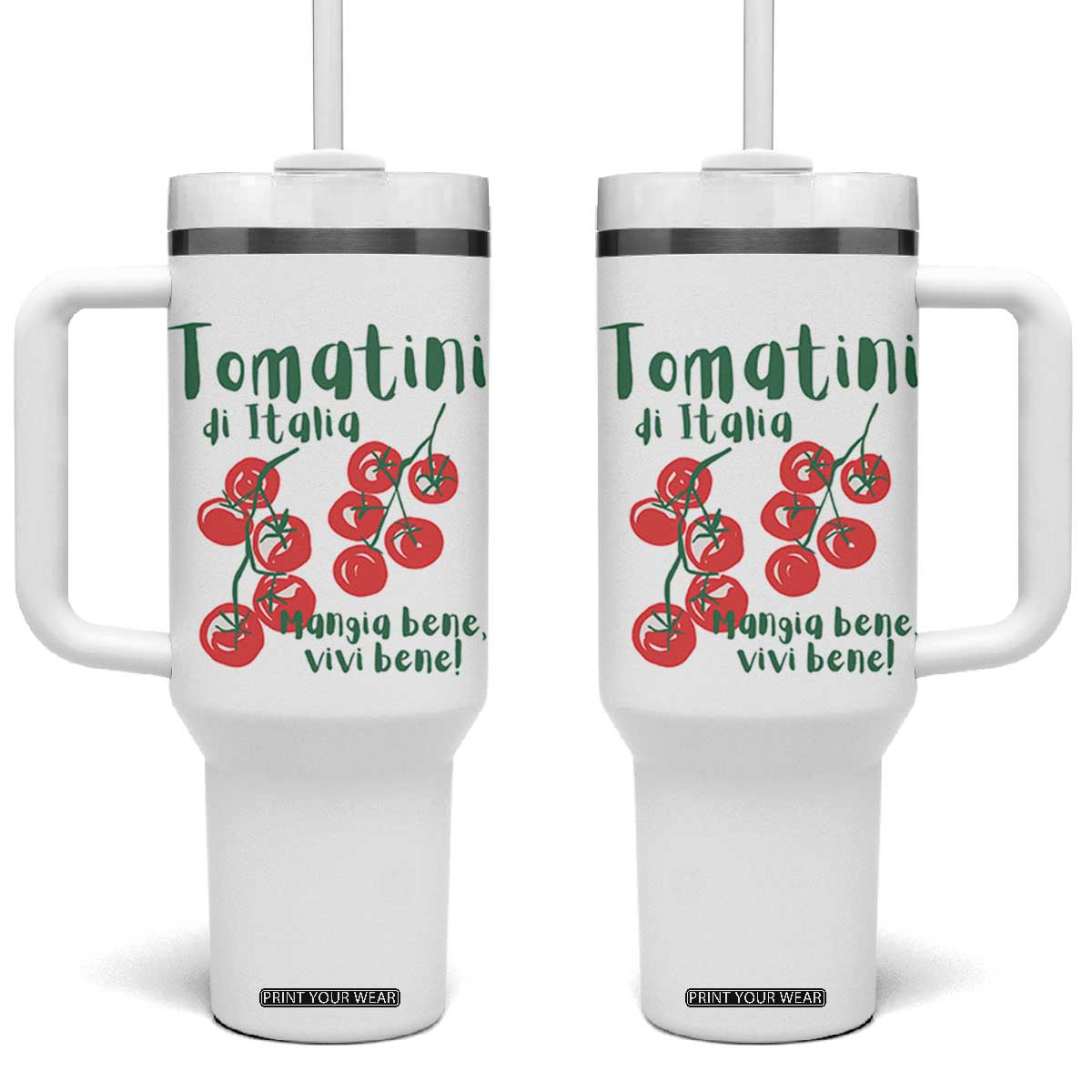Italian Tomato Tumbler With Handle Tomatini Di Italia Vegetable Garden Lover TS11 One Size: 40 oz White Print Your Wear