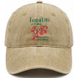 Italian Tomato Washed Cotton Baseball Cap Tomatini Di Italia Vegetable Garden Lover TS11 Print Your Wear
