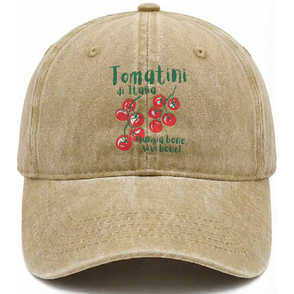 Italian Tomato Washed Cotton Baseball Cap Tomatini Di Italia Vegetable Garden Lover TS11 Print Your Wear