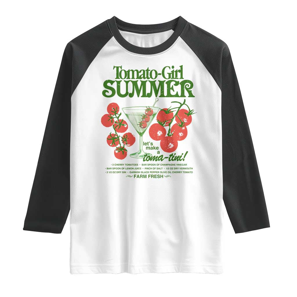 Tomato Girl Summer Raglan Shirt Lets Make A Tomatini Italian Summer Cottagecore Aesthetic TS11 White Black Print Your Wear