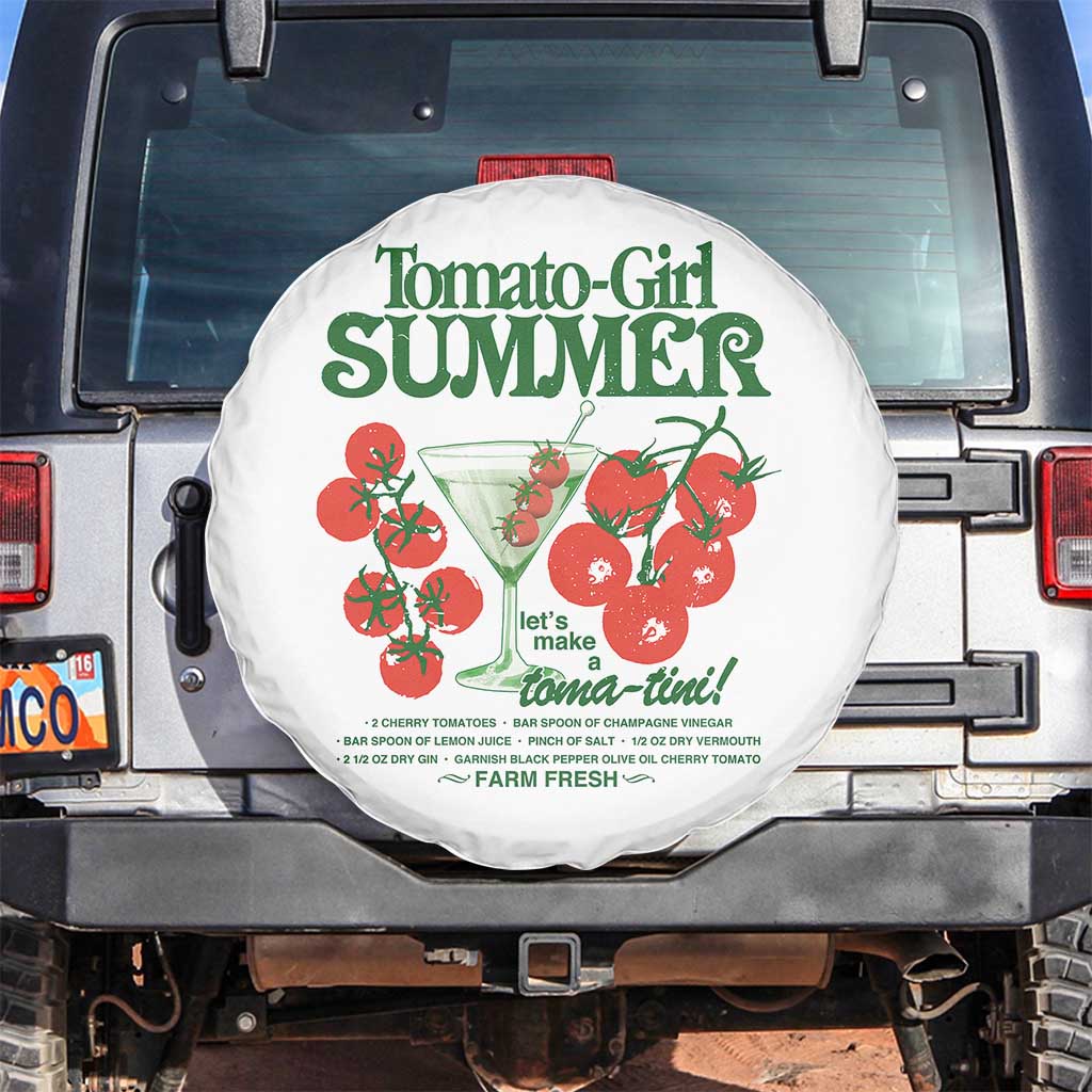 Tomato Girl Summer Spare Tire Cover Lets Make A Tomatini Italian Summer Cottagecore Aesthetic TS11 No hole White Print Your Wear
