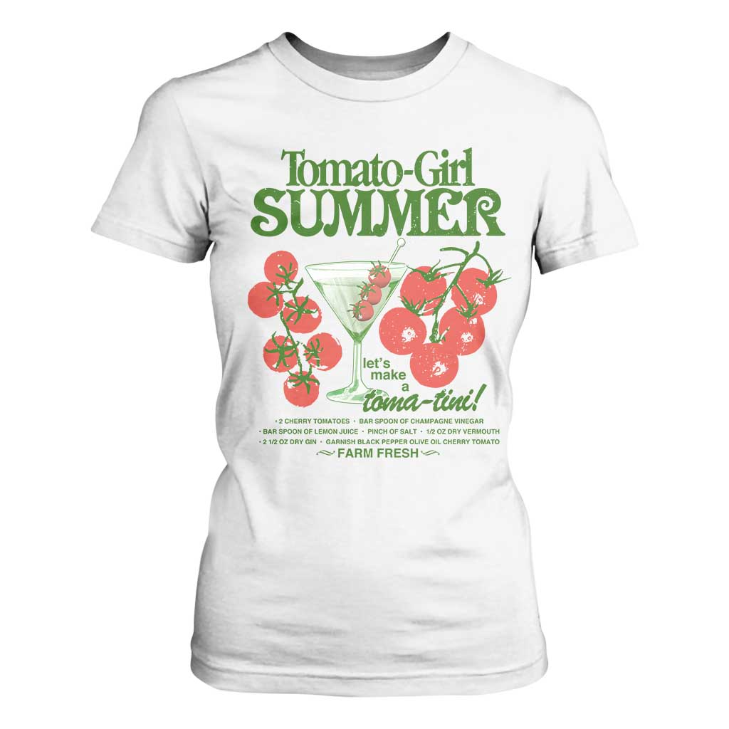 Tomato Girl Summer T Shirt For Women Lets Make A Tomatini Italian Summer Cottagecore Aesthetic TS11 White Print Your Wear