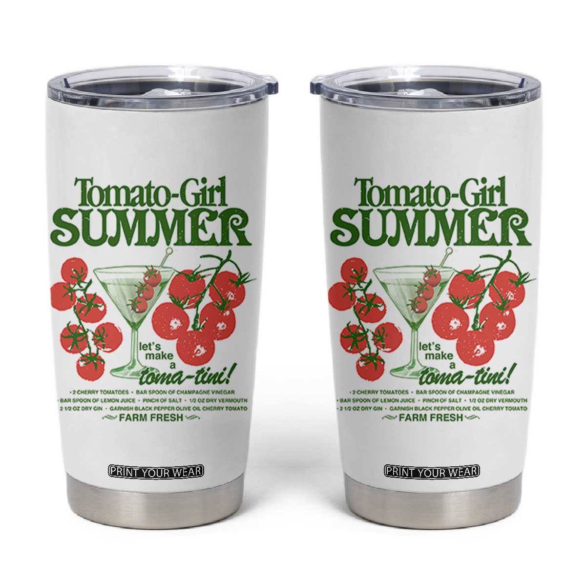 Tomato Girl Summer Tumbler Cup Lets Make A Tomatini Italian Summer Cottagecore Aesthetic TS11 White Print Your Wear