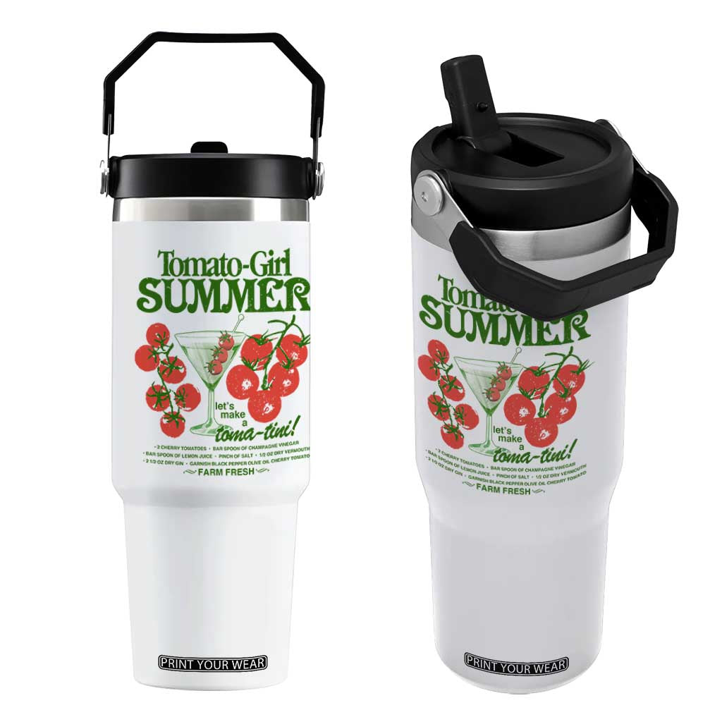Tomato Girl Summer Flip Straw Tumbler Lets Make A Tomatini Italian Summer Cottagecore Aesthetic TS11 One Size: 30 oz White Print Your Wear